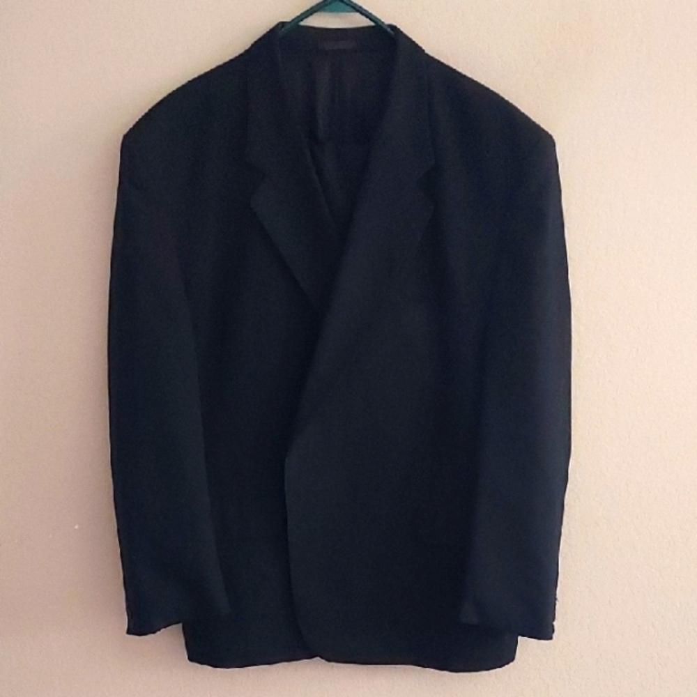 Vintage 1990 Berkshire Square Black Men's Suit 52R Suit Jacket Made in Hungary